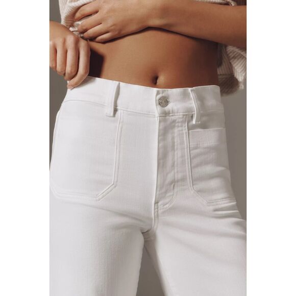 NWT FRAME Denim Le Slim Palazzo High Rise Wide Leg Flare Jeans in White Size 32 - Picture 5 of 15